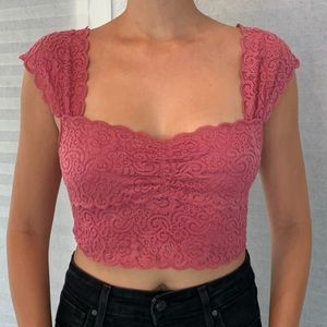 FREE PEOPLE LACEY CROP TOP IN BLUSH (S)